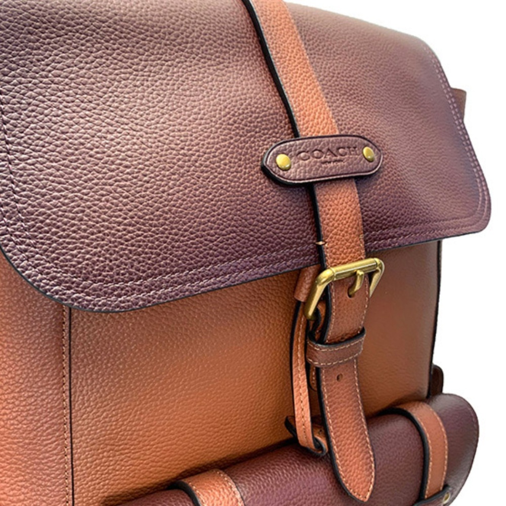 NEW Coach brown leather Buckle Travel Backpack - Picture 6 of 8
